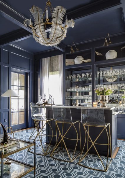 home bar, blue home bar, luxurious home bar