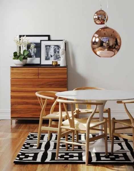 wishbone chair, tulip table