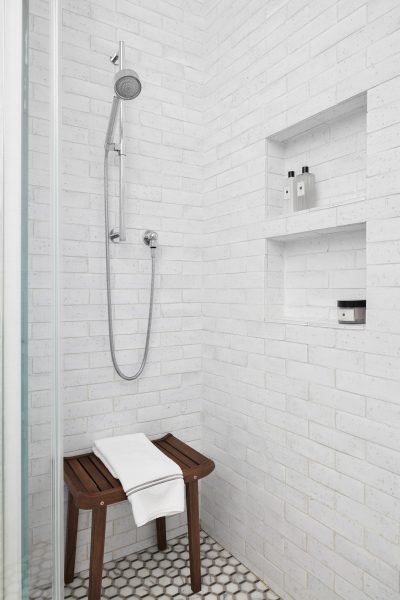 walk in shower, white subway tile, subway tile, bathroom subway tile