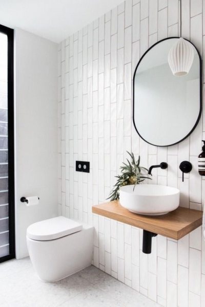 vessel sink, matte black hardware, modern bathroom