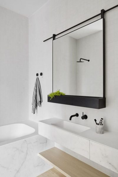 minimalist bathroom, wall mounted faucets, minimalist vanity