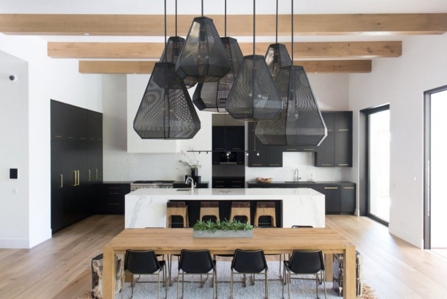 black bold light pendant kitchen