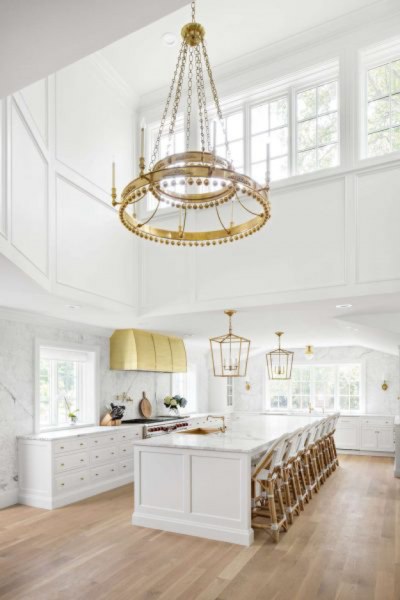 large brass kitchen light fixture