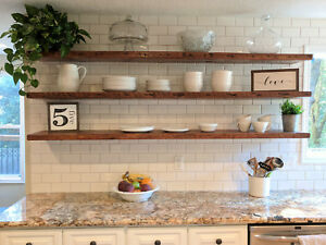 floating barn wood shelves