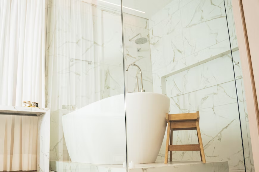 soaking tub and shower combo